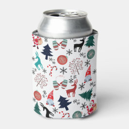 Santa Claus Reindeer Pine Trees Mittens Muster Dosenkühler