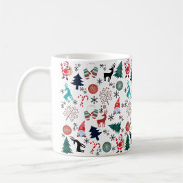 Santa Claus Reindeer Pine Trees Mittens Muster Kaffeetasse