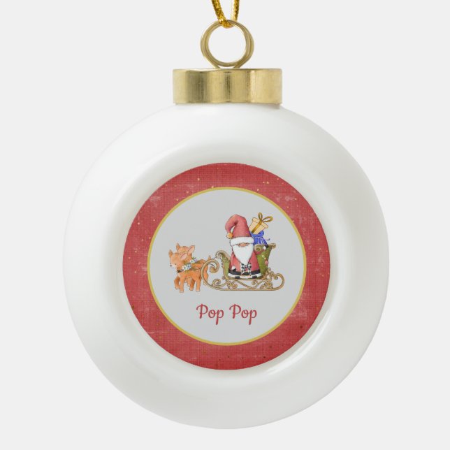 Santa Claus Reindeer Sleier Jahr Name Custom Keramik Kugel-Ornament (Vorderseite)