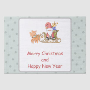 Santa Claus Reindeer Sleigh Custom Christmas Seidenpapier