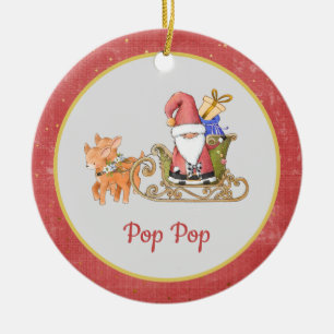 Santa Claus Reindeer Sleigh Jahr Name Keramik Ornament