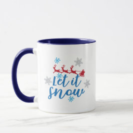 Santa Claus Reindeer Sleigh Snowflakes Geschenk Tasse