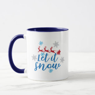 Santa Claus Reindeer Sleigh Snowflakes Geschenk Tasse