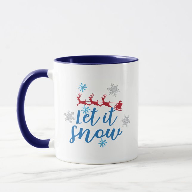 Santa Claus Reindeer Sleigh Snowflakes Geschenk Tasse (Links)