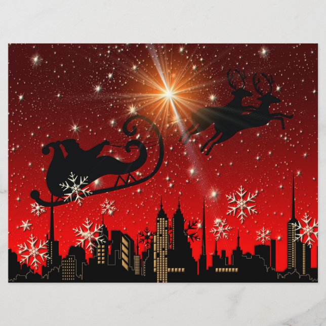 Santa Claus Reindeer und Sleigh Flying Flyer (Vorne)