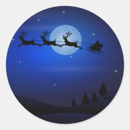 Santa Claus Reindeers Moon Claus Santa Silhouette Runder Aufkleber