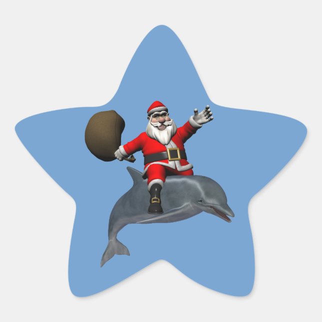 Santa Claus Reiten auf dem Dolphin Stern-Aufkleber (Vorderseite)