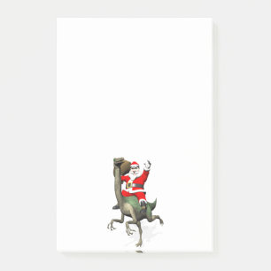 Santa Claus reiten auf Gallimimus Post-it Klebezettel