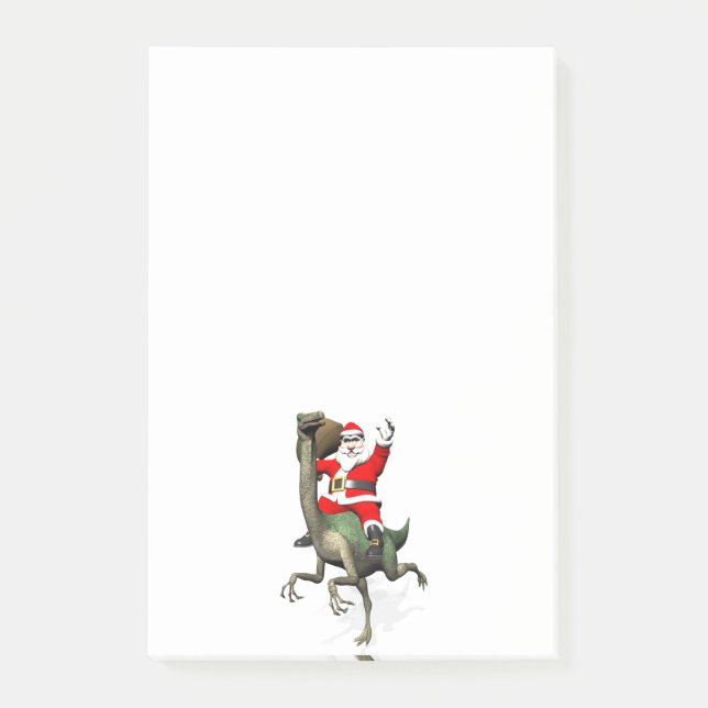 Santa Claus reiten auf Gallimimus Post-it Klebezettel (Vorderseite)