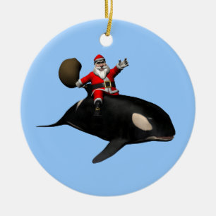 Santa Claus reiten auf Killerwal Keramik Ornament