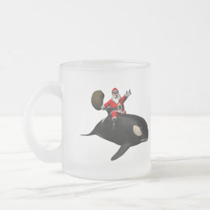 Santa Claus reiten auf Killerwal Mattglastasse