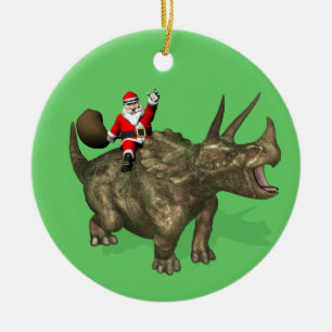 Santa Claus reiten auf Triceratops Keramikornament