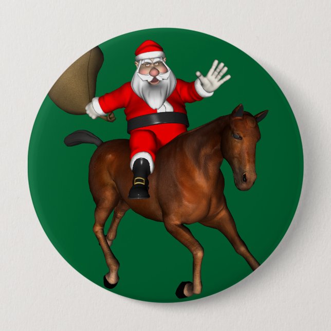 Santa Claus Reiten Button (Vorderseite)