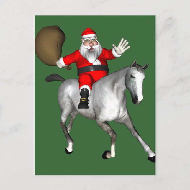 Santa Claus Reiten Feiertagspostkarte (Vorderseite)