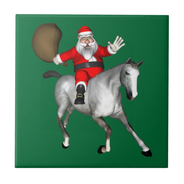 Santa Claus Reiten Fliese (Vorderseite)