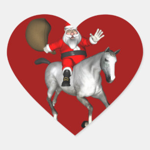 Santa Claus Reiten Herz-Aufkleber