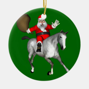 Santa Claus Reiten Keramikornament