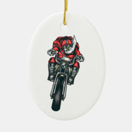 Santa Claus Reiten Motorrad Keramik Ornament