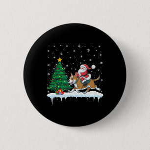 Santa Claus Reiten Rind Hunde Jungen Mädchen Kinde Button