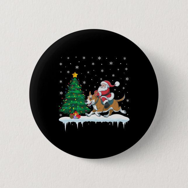 Santa Claus Reiten Rind Hunde Jungen Mädchen Kinde Button (Vorderseite)
