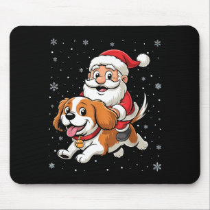 Santa Claus reitet auf einem Cavalier King Charles Mousepad