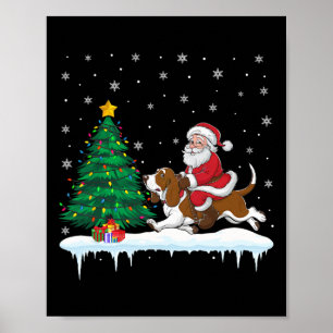 Santa Claus Reitwette Hunde Jungen Mädchen Christu Poster