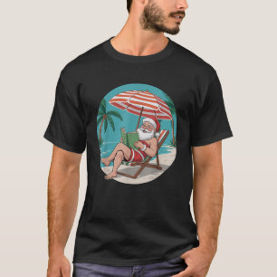 Santa Claus Relaxen auf Beach Reading Book Summer T-Shirt