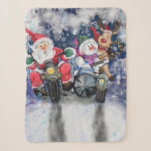 Santa Claus Rentier und Schneemann Babydecke Sherpadecke