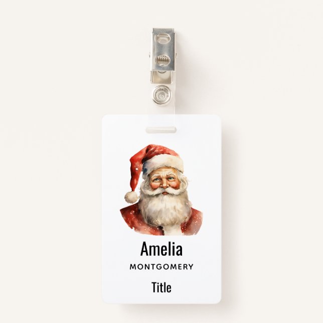 Santa Claus Retro Christmas Ausweis (Vorderseite mit Klammer)