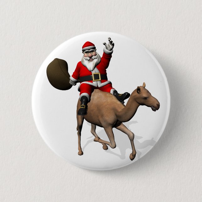 Santa Claus Riding A Camel Button (Vorderseite)
