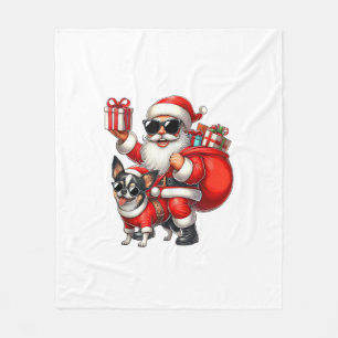 Santa Claus Riding a Chihuahua Dog Weihnachtsjunge Fleecedecke