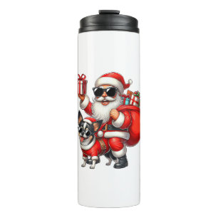 Santa Claus Riding a Chihuahua Dog Weihnachtsjunge Thermosbecher
