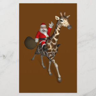 Santa Claus Riding A Giraffe Briefpapier