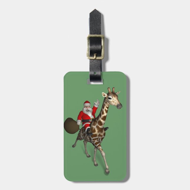 Santa Claus Riding A Giraffe Gepäckanhänger (Vorderseite vertikal)