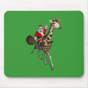 Santa Claus Riding A Giraffe Mousepad