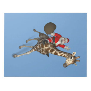 Santa Claus Riding A Giraffe Notizblock