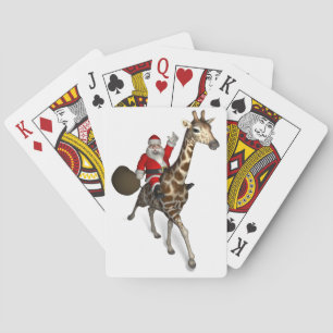 Santa Claus Riding A Giraffe Spielkarten