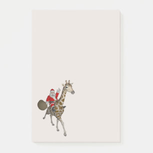 Santa Claus Riding A Jolly Giraffe Post-it Klebezettel