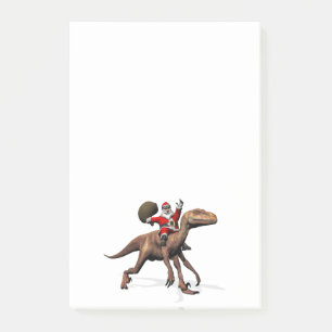 Santa Claus Riding auf Deinonychus Post-it Klebezettel