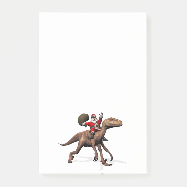 Santa Claus Riding auf Deinonychus Post-it Klebezettel (Vorderseite)