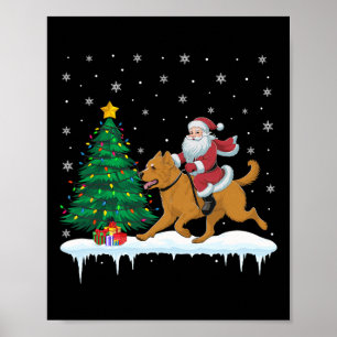 Santa Claus Riding Briard Dog Boys Girls Kinder Ch Poster