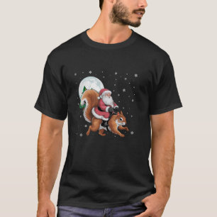 Santa Claus Riding Eichhörnchen Weihnachtsbaum L T-Shirt