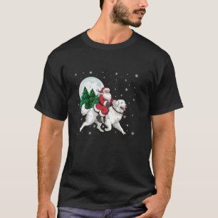 Santa Claus Riding Great Pyrenäen Dog Christmas Tr T-Shirt