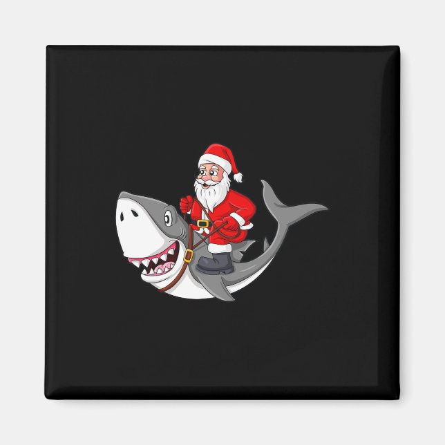 Santa Claus Riding Hai Weihnachtsmänner Mädchen Ki Magnet (Vorne)