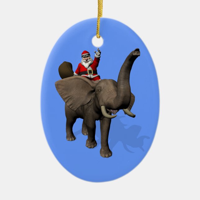 Santa Claus Riding On Elephant Keramikornament (Vorne)