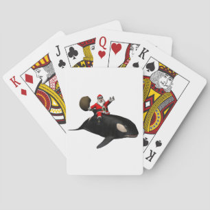 Santa Claus Riding On Killer Whale Spielkarten