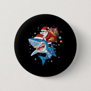 Santa Claus Riding Shark Lover Frohe Weihnachten X Button
