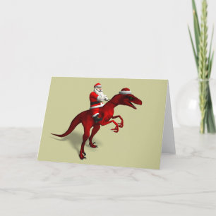 Santa Claus Riding Trex Feiertagskarte