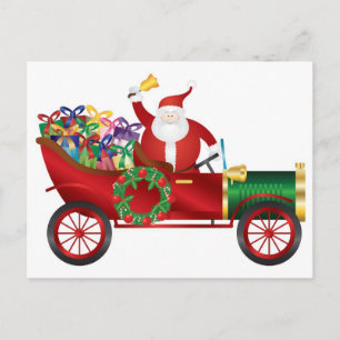Santa Claus Ringing Bell Vintage Feiertagspostkarte
