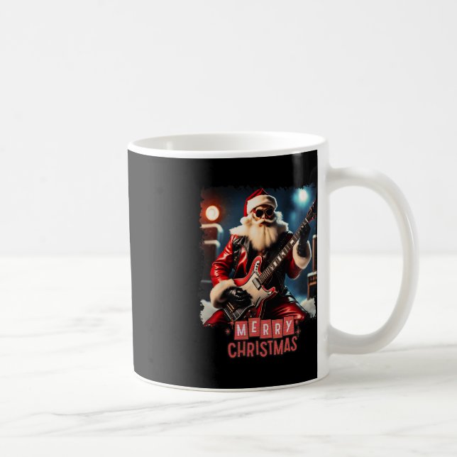 Santa Claus Rock Guitar Frohe Weihnachten Kaffeetasse (Rechts)